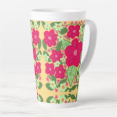 Roze bloemen gele achtergrond aluminiumwater bodem latte mok (Rechterhoek)