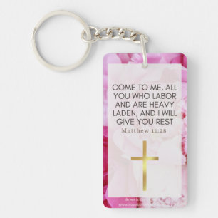 Roze Bloemen & Geloof Sleutelhanger