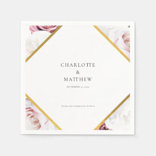 Roze Bloemen Geometrisch Bruiloft Party Papier Servet