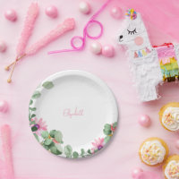 Roze Bloemen Gepersonaliseerde Douche Papier Bord