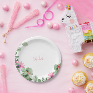 Roze Bloemen Gepersonaliseerde Douche Papier Bord