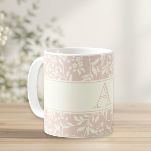 Roze bloemen geschenk met eigen beginletter (vinta koffiemok