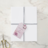 Roze bloemen giftlabel voor cadeautje cadeaulabel (Met Touw)