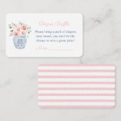 Roze Bloemen Ginger Jar Luier Raffle Baby shower Informatiekaartje (Voorkant / Achterkant)
