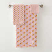 Roze Bloemen Girly Badhanddoek Set Bad Handdoek (Insitu)
