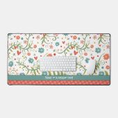 Roze Bloemen Girly Boho Modern Elegant Bureaumat (Keyboard & Muis)