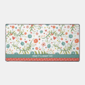 Roze Bloemen Girly Boho Modern Elegant Bureaumat (Voorkant)