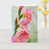 Roze Bloemen Gladiolus Art Note Kaart (Gele Bloem)