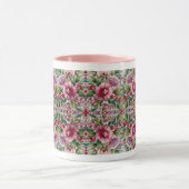 Roze Bloemen Glas in lood Design Mok (Midden)