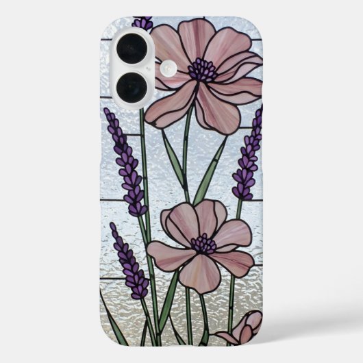 Roze Bloemen Glas in lood Illusie Case-Mate iPhone Case (Achterkant)