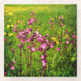 Roze bloemen glas onderzetter