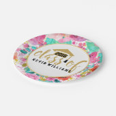 Roze bloemen & Gold Glitter Text Class of 2016 Papieren Bordje (Gekanteld)