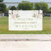 Roze bloemen goud trouw welkom bord met charmante  spandoek (Insitu)