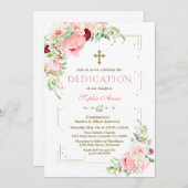 Roze Bloemen Gouden Glitter Lijst Widmung Kaart (Voorkant / Achterkant)