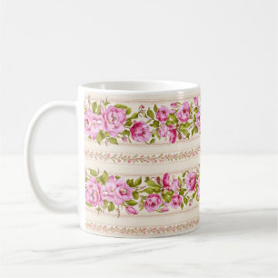 Roze Bloemen Grens met Kleine Roze Bloemen Koffiemok