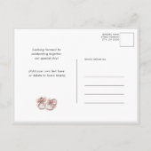 Roze Bloemen Groen Elegant Script Meisje Baby Show Uitnodiging Briefkaart (Achterkant)