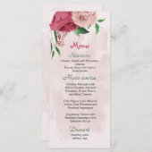Roze Bloemen Groene bladeren Botanische bruiloft Menu (Voorkant / Achterkant)