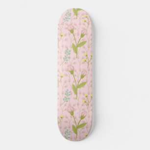 Roze bloemen Groene bladeren Floral Garden Spring Skateboard
