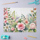 Roze bloemen groene bladeren tissuepapier (Craft)