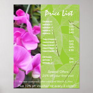 Roze bloemen groene holistische gezondheidsprijsli poster