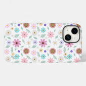  roze bloemen Groovy Retro Design Case-Mate iPhone Case (Achterkant (horizontaal))