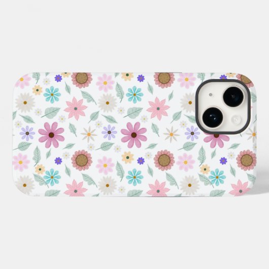  roze bloemen Groovy Retro Design Case-Mate iPhone Case (Achterkant (horizontaal))