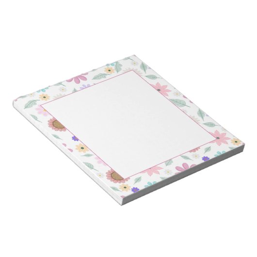 roze bloemen Groovy Retro Design Notitieblok (Schuin)