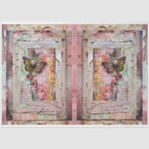 Roze  Bloemen Grunge Decoupage Tissuepapier