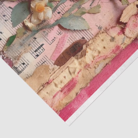 Roze Bloemen Grunge Decoupage Tissuepapier (Detail)