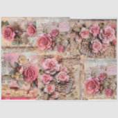 Roze Bloemen Grunge Decoupage Tissuepapier (Voorkant)