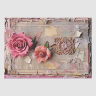 Roze  Bloemen Grunge Decoupage Tissuepapier