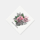 Roze Bloemen Halloween Gotisch Servet (Hoek)