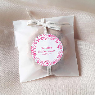 Roze Bloemen Hand getrokken Ronde Sticker