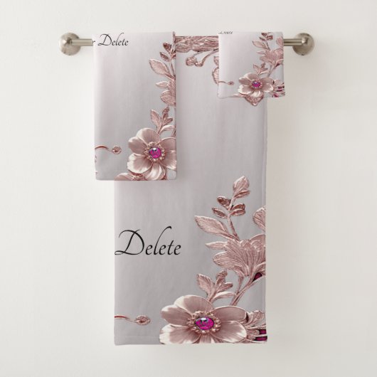 Roze Bloemen Handdoek Set (Insitu)