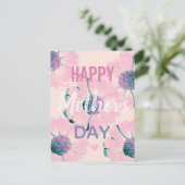 Roze bloemen Happy Moederdag Briefkaart (Staand voorkant)