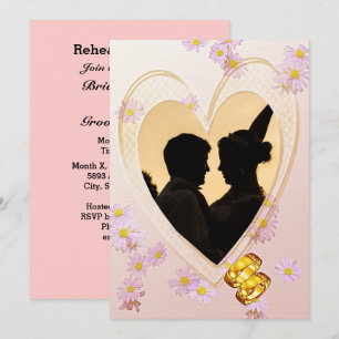 Roze Bloemen, Hart, Foto, Ringen Probediner Kaart