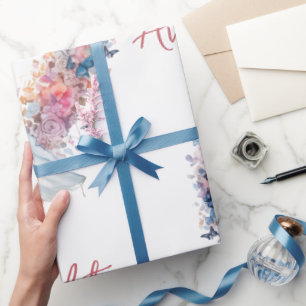 Roze Bloemen Hart Huwelijk/Douche Gefeliciteerd Cadeaupapier