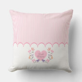 Roze bloemen hart monogram kinderkamer kussen (Voorkant)