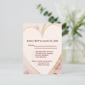 Roze bloemen, hart, RSVP Weddenschap Uitnodiging Briefkaart (Staand voorkant)