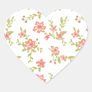 Roze bloemen hart sticker