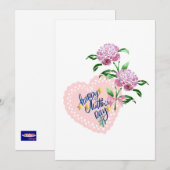 Roze bloemen &Hart voor Moederdag Feestdagenkaart (Voorkant / Achterkant)