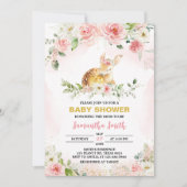 Roze Bloemen Herten Baby shower Kaart (Voorkant)