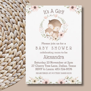 Roze Bloemen Het is een Girl Owl Baby shower Kaart