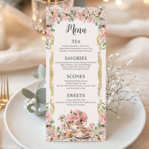 Roze Bloemen High Tea Party Bruids Verjaardag Baby Menu
