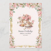  Roze Bloemen High Tea Party Vrijgezellenfeest Menu (Achterkant)