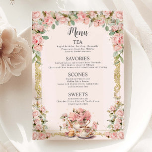  Roze Bloemen High Tea Party Vrijgezellenfeest Menu
