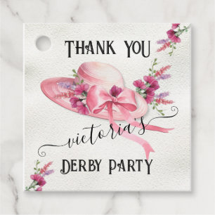 Roze bloemen Hoed Derby Bruidsdouche Bedankjes Labels