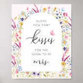 Roze Bloemen Hoeveel Kussen Vrijgezellenfeest Spel Poster (Voorkant)