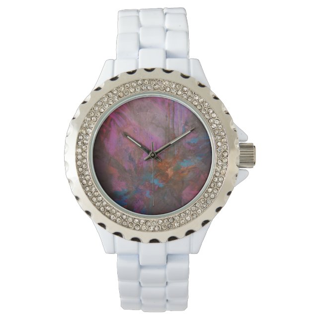 Roze bloemen horloge (Voorkant)