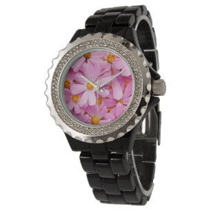 Roze bloemen horloge